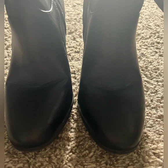 Tall Black Chunky Heel Women's Boots - Picture 4 of 9